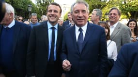 Emmanuel Macron et François Bayrou à Pau, le 12 avril 2017.