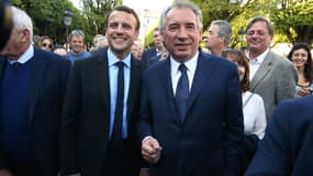 Emmanuel Macron et François Bayrou à Pau, le 12 avril 2017.