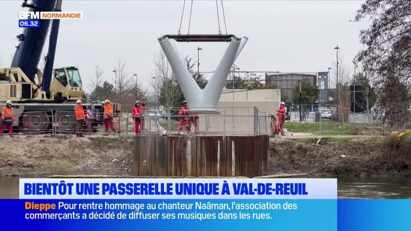 Val-de-Reuil: le chantier de la passerelle pour enjamber l'Eure avance