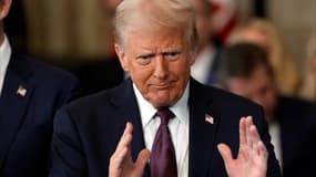Le président Donald Trump après avoir prêté serment en tant que 47e président des États-Unis dans la rotonde du Capitole à Washington, DC, le 20 janvier 2025.