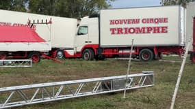 Le cirque Triomphe situé sur le terrain de l'aéroport de Lyon-Bron