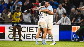 Camille Lopez fête la victoire de Bayonne en barrage de Top 14, 13 juin 2025