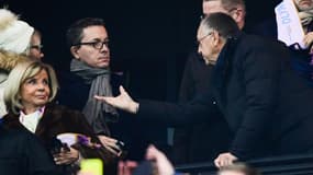 Jacques-Henri Eyraud et Jean-Michel Aulas, au Groupama Stadium de Lyon le 22 janvier 2017