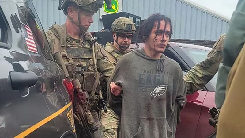 Cette photo diffusée par la police de l'État de Pennsylvanie montre l'arrestation de l'évadé Danelo Cavalcante le 13 septembre 2023.