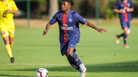 Arthur Zagre contre Saint-Brieuc avec le PSG en août 2018.