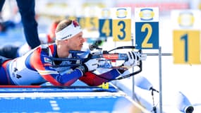 Emilien Jacquelin sur l'individuel hommes des Mondiaux de biathlon, Lenzerheide en Suisse, 19 février 2025