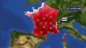 Les prévisions de températures pour l'après-midi du 22 juillet 2023.