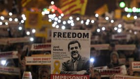 Une manifestation pour la libération de Jordi Sanchez en janvier 2018 à Barcelone.  