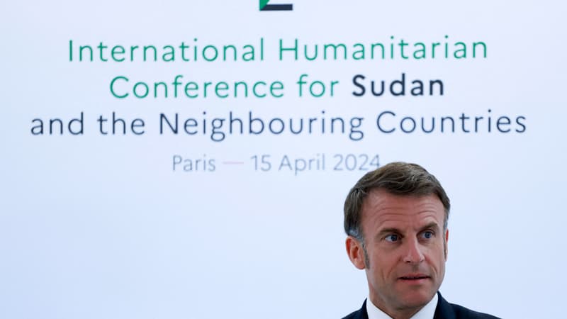 Le président français Emmanuel Macron préside une conférence internationale sur la guerre « oubliée » du Soudan, à Paris, le 15 avril 2024.