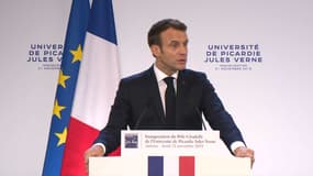 Emmanuel Macron à l'université de Picardie Jules Verne, le 21 novembre 2019.