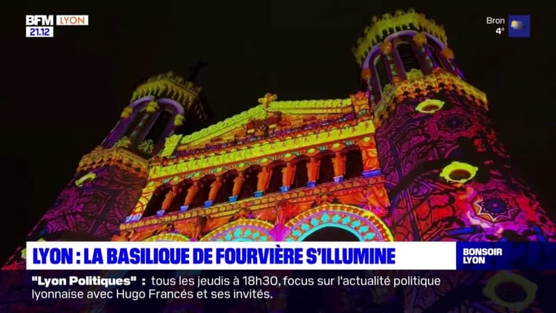Lyon: la basilique Fourvière s'illumine