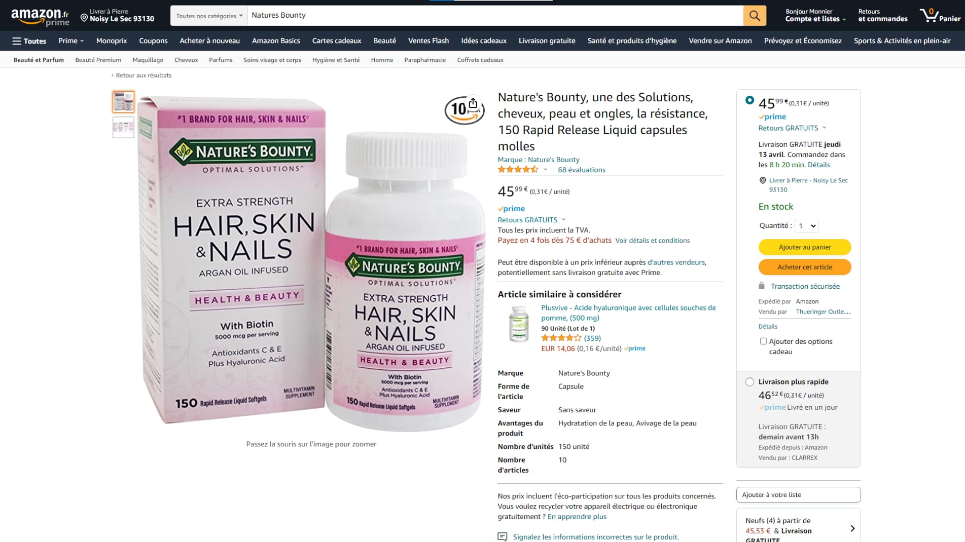 Les compléments alimentaires de The Bountiful Company sur le site Amazon n'ont plus d'articles similaires associés
