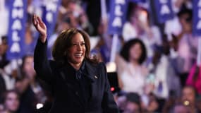 La candidate démocrate à l'élection présidentielle Kamala Harris lors de la dernière journée de la Convention nationale démocrate, le 22 août 2024 à Chicago, aux États-Unis.