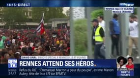Les joueurs du Stade Rennais célèbrent leur victoire de la Coupe de France devant leur public