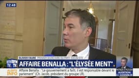 Rétropédalage d'Alain Gibelin: "Il est possible qu'il se soit trompé (...) mais l'Elysée ment depuis le début", estime Olivier Faure (PS)