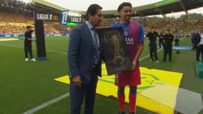 Waldemar Kita avec Marquinhos avant Nantes-PSG, le 17 août 2025 en Ligue 1