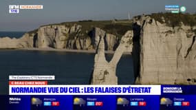 C beau chez nous: les falaises d'Étretat vues du ciel