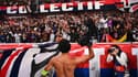 Marquinhos devant le Collectif Ultras Paris après PSG-Dortmund, le 19 septembre 2023 en Ligue des champions