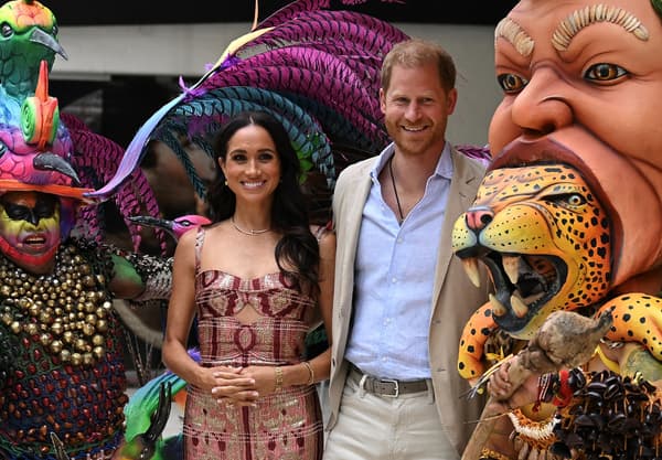 Harry et Meghan en visite à Bogota en Colombie, le 15 août 2024.