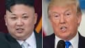 À gauche, le dirigeant nord-coréen Kim Jong-un, à droite, le président américain Donald Trump