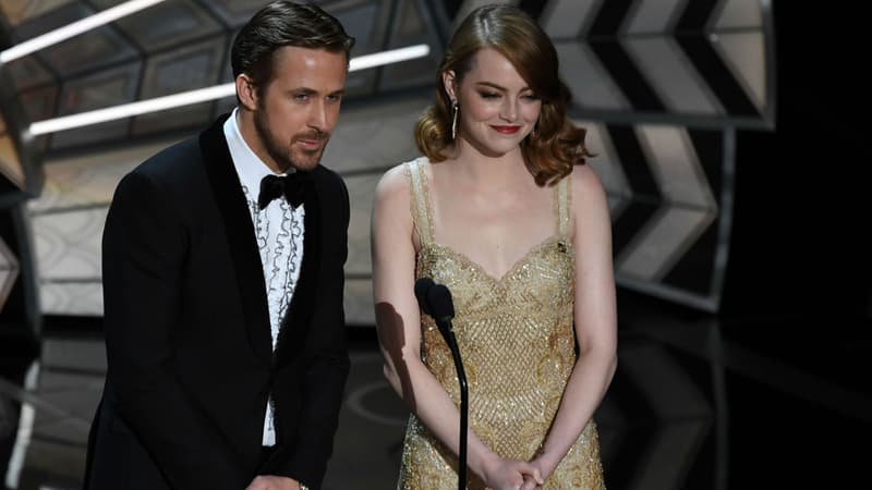 Ryan Gosling et Emma Stone lors des Oscars 2017