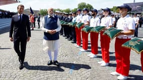 Emmanuel Macron et Narendra Modi place de Concorde lors du défilé du 14-Juillet 2023 à Paris 