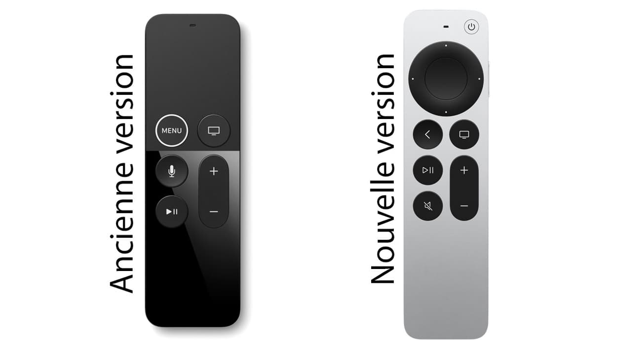 La télécommande Siri Remote de l'Apple TV (version 2015 et version 2021)