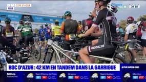 Roc d'Azur de Fréjus: un couple participe à l'épreuve de tandem