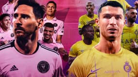 Lionel Messi et Cristiano Ronaldo sur une affiche promotionnelle pour un match amical prévu en février 2024