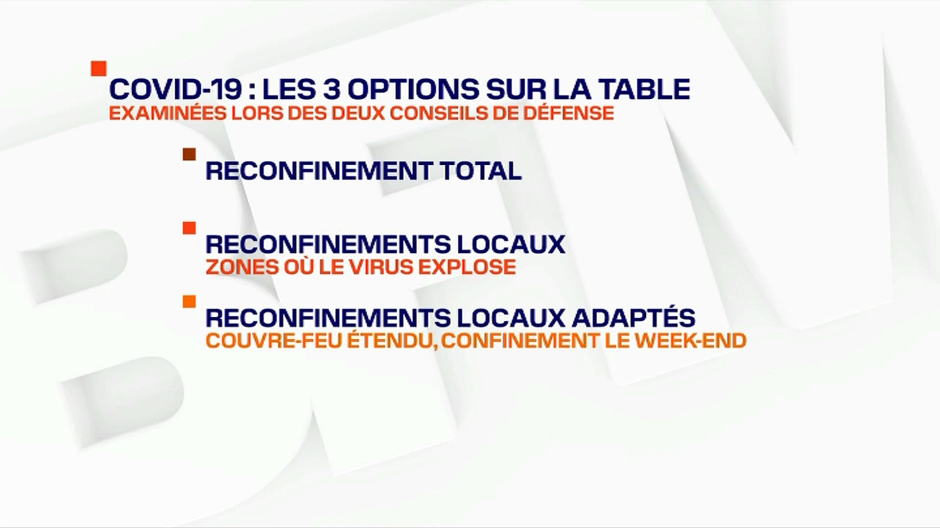 Les trois options sur la table.
