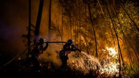 Les pompiers luttent contre un "méga-feu" près de Bessèges (Gard), le 7 juillet 2022