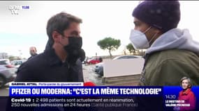 Dose de rappel: interpellé, Gabriel Attal rappelle que "les vaccins Pfizer et Moderna, c'est la même technologie"