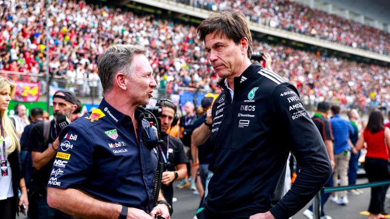 Christian Horner et Toto Wolff lors du Grand Prix de Chine le 23 mars 2025 2262305