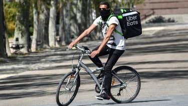 Un livreur d'Uber Eats à Montpellier, le 3 avril 2020