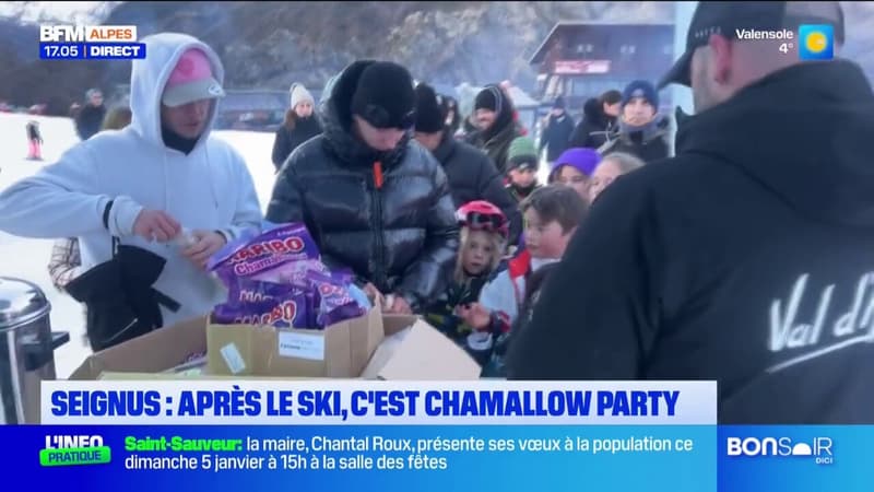 Val d'Allos: Chamallow party après le ski à Seignus