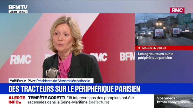 Colère des agriculteurs: "Je ne soutiens pas les blocages", nuance Yaël Braun-Pivet, présidente de l'Assemblée nationale