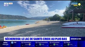 Var: le lac de Sainte-Croix touché par la sécheresse, son niveau au plus bas