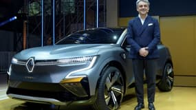 Luca de Meo, PDG de Renault, présente la Mégane eVision le 15 octobre 2020 à Meudon dans les Hauts-de-Seine