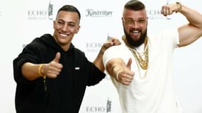 Les rappeurs allemands Kollegah et Farid Bang à Berlin, le 12 avril 2018