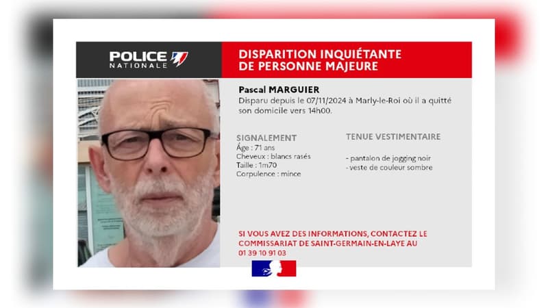 Yvelines: un appel à témoins lancé après la disparition inquiétante d'un septuagénaire à Marly-le-Roi