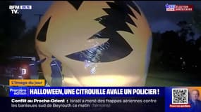 Halloween: une citrouille gonflable "avale" un policier