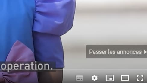 Le bouton actuel pour passer les publicités sur YouTube.