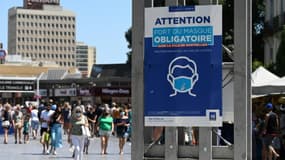Port du masque obligatoire à Montpellier dans l'Hérault, le 27 juillet 2021