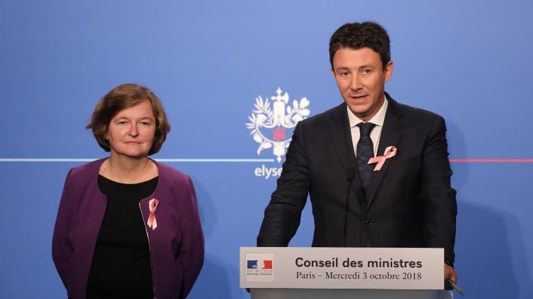 La ministre des Affaires européennes Nathalie Loiseau et le porte-parole du Gouvernement Benjamin Griveaux après la présentation du projet de loi habilitant le gouvernement à légiférer par ordonnances en cas de "No Deal"
