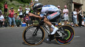 Remco Evenepoel lors du contre-la-montre de la 7e étape du Tour de France 2024, le 5 juillet.