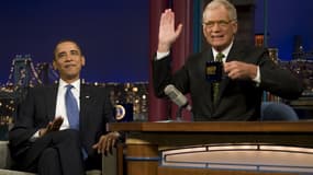 David Letterman et le président américain Barack Obama dans le Late Show sur CBS.