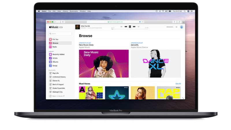 L'interface Web d'Apple Music