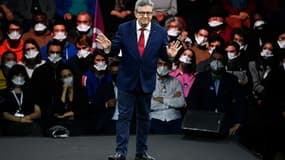 Jean-Luc Melenchon lors de son meeting à Montpellier le 13 février 2022