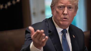 Le président américain Donald Trump lors d'une réunion avec des experts militaires à la Maison Blanche, le 9 avril 2018 à Washington.