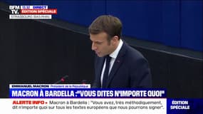 Emmanuel Macron répond à Manon Aubry: "la présidence française de l'UE ne doit pas être un marchepied électoral, je pense que vous avez tout à fait raison" 